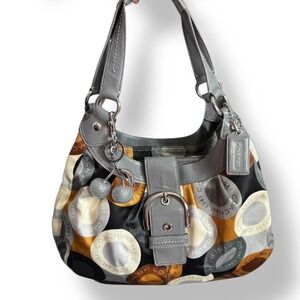 Y2k Coach Soho Lynn Hobo Op Art Medallion Scarf Print Glam Shoulder Bag